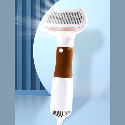 Pet Hair Dryer With Slicker Brush Low Noise 600W 3 Temperature Adjustable 3 In 1 Grooming Dog Blow Dryer For Cats Coffee