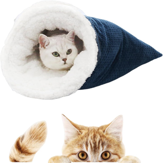 Cat Winter Sleeping Bag, Cat Crinkle Sack Removable Cat Bag for Sleeping 360 Warm Semienclosed Cat Sleeping Bag Bed...