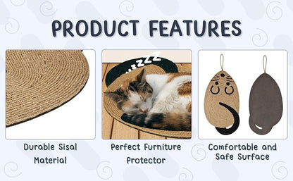 Cat Scratch Pad Made From Sisal Material Comfortable Cat Scratchers For Indoor Cats With Attractive Mouse Shape Cat Scratching Board As Furniture Protector For Happy Cats