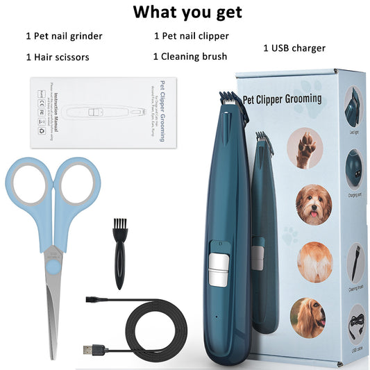 LED Paw Trimmer for Dogs & Cats - Quiet Cordless Paw Fur Clipper