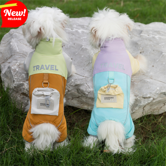 Autumn and Winter Dog Travel Backpack, Four-Legged Charge Cotton Jacket, Teddy Outdoor Windproof and Warm Cat and...