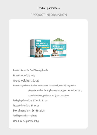 Kriath Pet Oral Cleaning Powder Pet Oral Odor Gentle Cleaning Care Freshening And Cleansing Tooth Powder