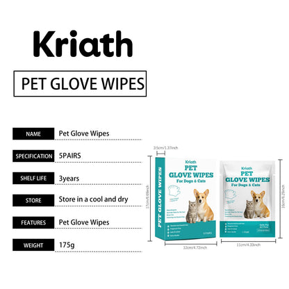 Kriath Disposable Pet Glove Wipes, 5 Pieces