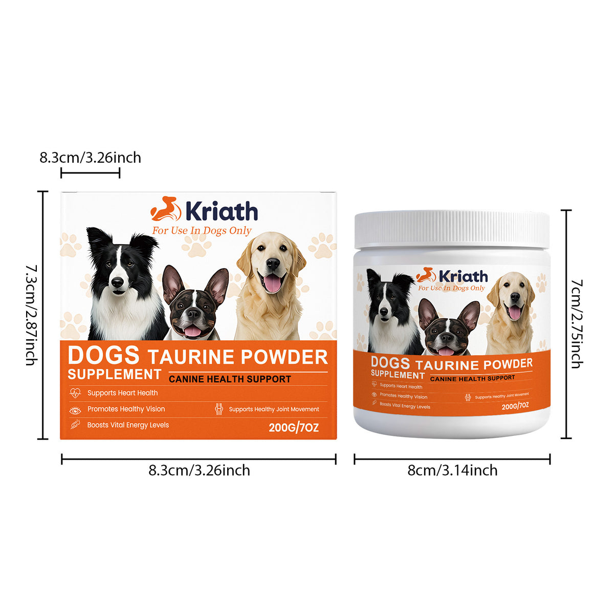 Kriath Taurine Powder Supplement For Dogs, A Nutritional Supplement For Daily Use, Suitable For Dogs Of All Ages