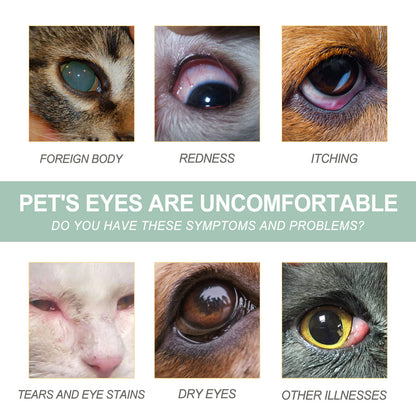 Pet Eye Drops For Dogs & Cats, Gentle Eye Cleaner With Honeysuckle Oil & Blueberry Extract, Soothes Irritation, Tear Stain Remover For Pet Daily Eye Care