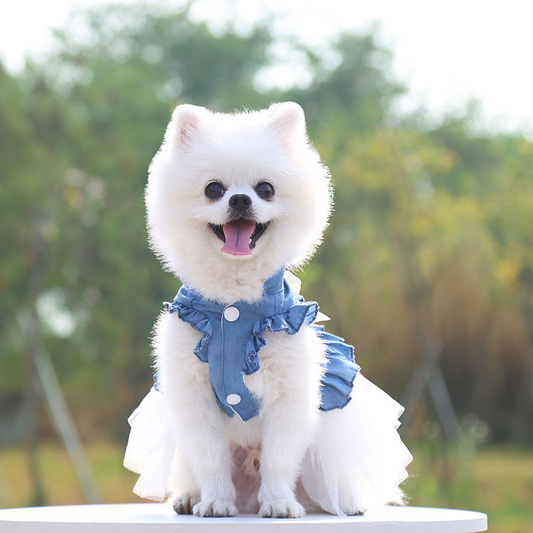Korean Version Creative Bow Pet Denim Skirt