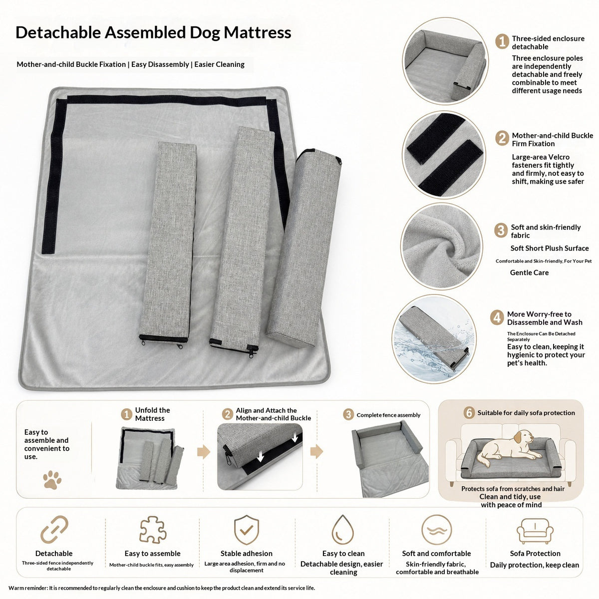New Pet Sofa Mattress Detachable Design Easy To Clean Soft And Comfortable Skin-friendly Three Sides Surrounded By Pet Supplies