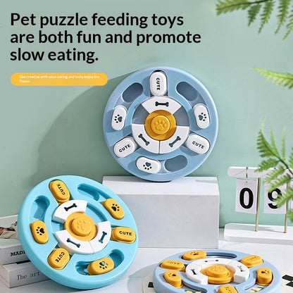 Pet Round Sounding Puzzle Toy In Blue And Yellow, Durable For Biting And Teething Training