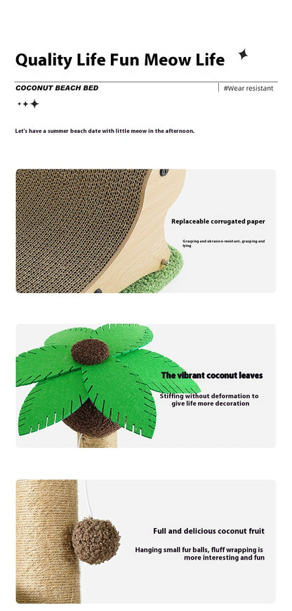 Beach Chair Pet Cat Nest Multifunctional Scratch Board Hemp Mat Column Chamfer