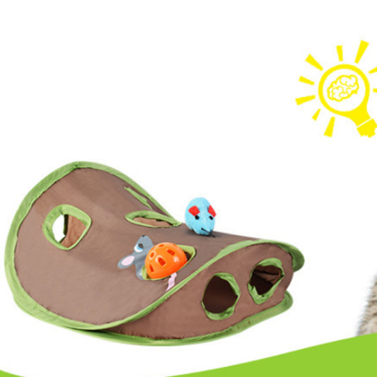 Cat Toy With A Bell To Catch The Ball Puzzle And Playable Nine-hole Mouse Hole