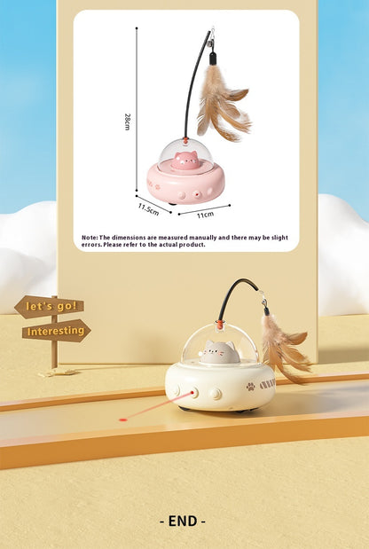 Smart Teaser Cat Toy Electric UFO Cat Teaser Stick With Bell Training Pet Toys Replaceable Feather Interactive Cat Supplies Pet Supplies Pets Products