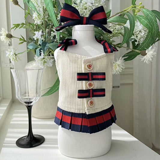 Dog Clothes Plush Suspender Warm Skirt