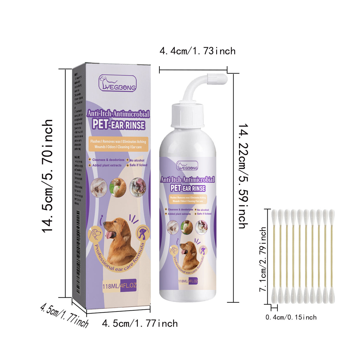 Yegbong Pet Ear Cleaning Solution For Cats And Dogs To Relieve Ear Canal Odor And Clean Earwax