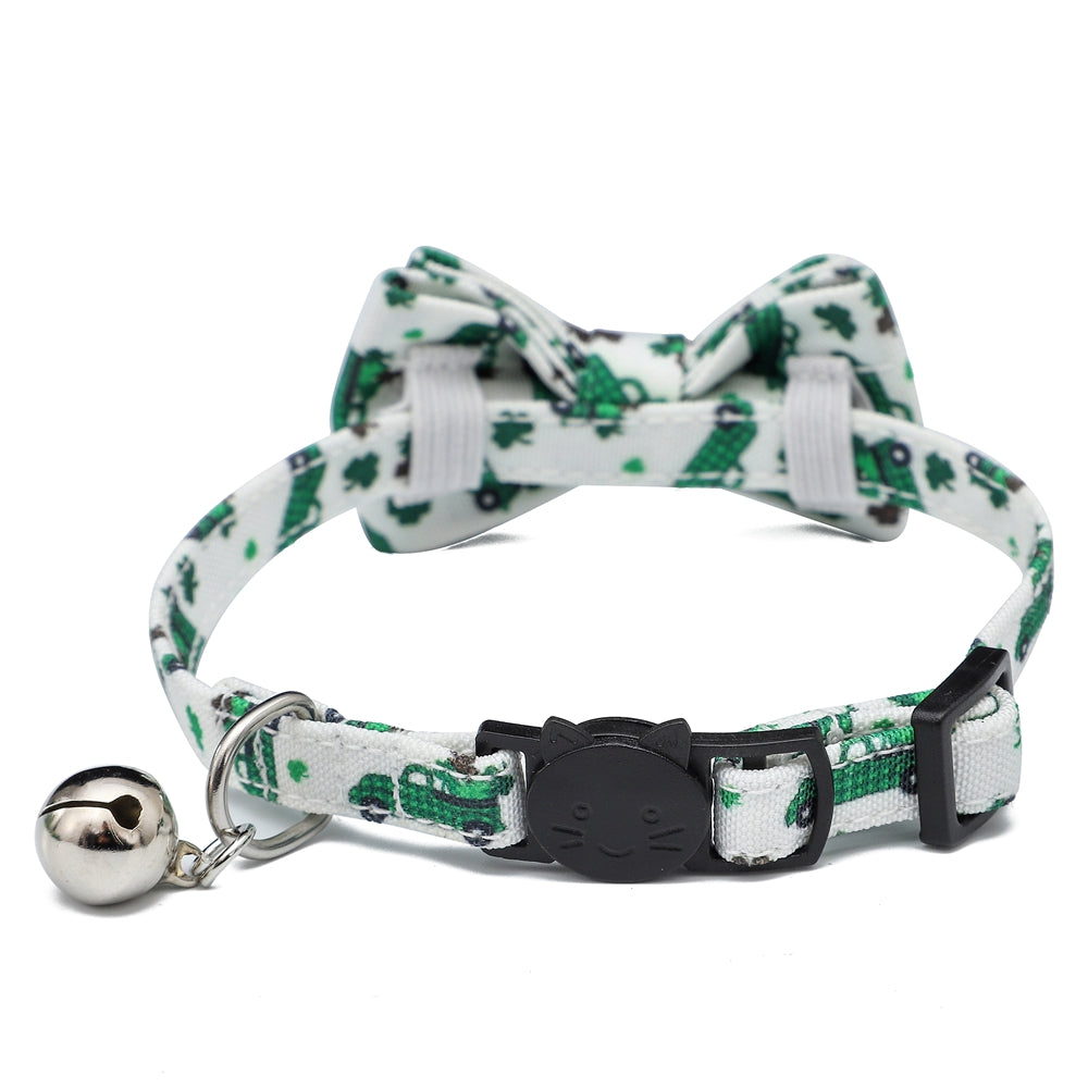 Irish Festival Plaid Bow Cat Collar
