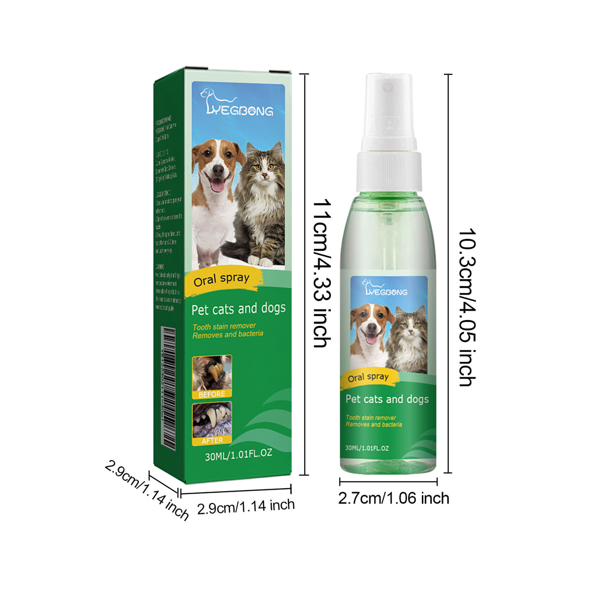 Yegbong Pet Teeth Cleaning Spray Dog And Cat Teeth Stain Removal And Oral Odor Cleaning Spray