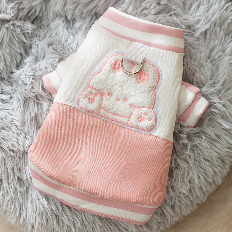 Winter Thickened Dog Clothes, Bear Baseball Jackets, Towing Cotton-Padded Clothes, Autumn and Winter Warm Clothing...