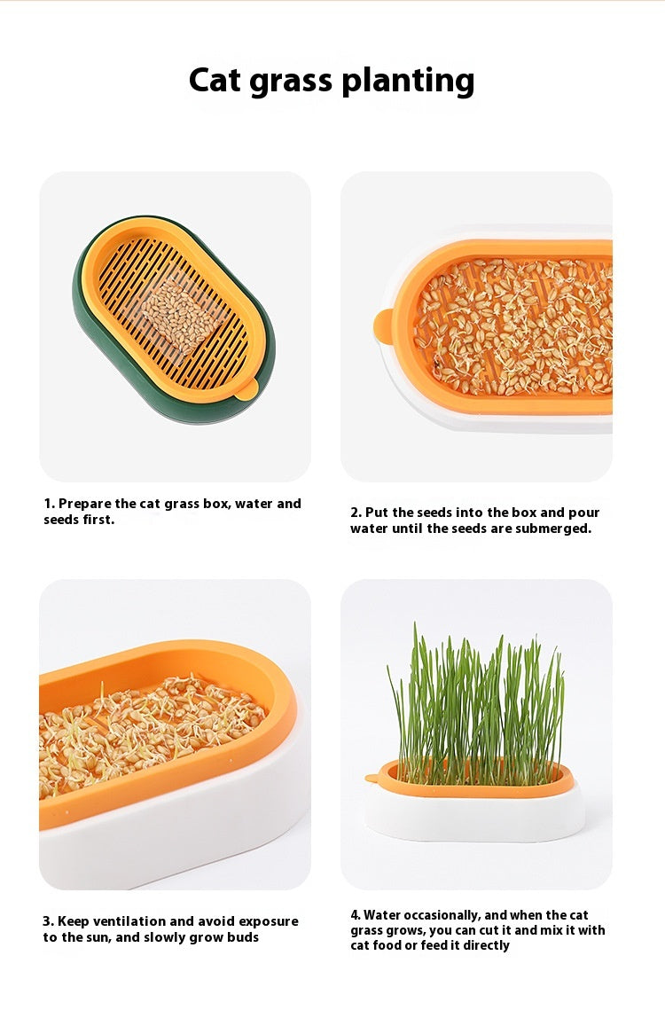 Lazy Soil-free Hydroponic Planting Wheat Seed Cultivation Cat Grass Basin