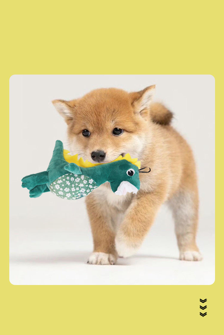 Dog Toy That Is Chewable, Plush, And Can Make Sounds. It's A Small Toy For Puppies To Gnaw On And Keep Them Entertained. It's A Great Companion For Pets.