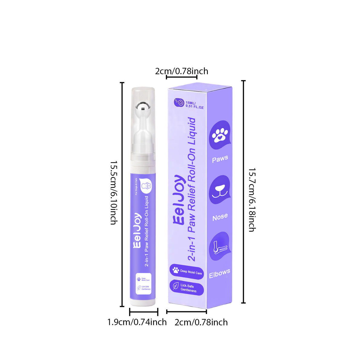 Eeljoy Pet Paw And Nose Care Roll-On Liquid Moisturizing And Refreshing Care For Dogs And Cats' Paws And Nose, Non-Sticky