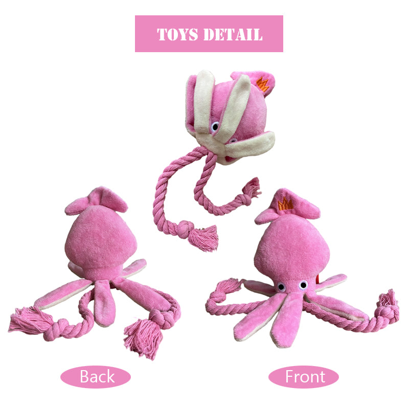 Cute Squid Plush Dog Chew Toys Funny Small Medium Dogs Squeaky Sound Rope Toy Pets Supplies