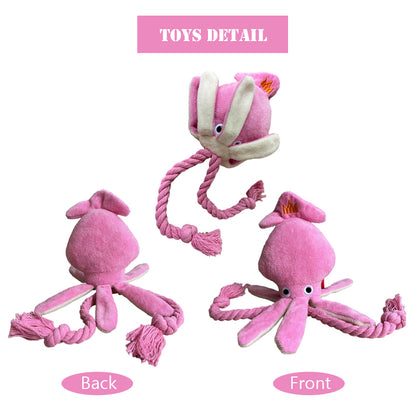 Cute Squid Plush Dog Chew Toys Funny Small Medium Dogs Squeaky Sound Rope Toy Pets Supplies