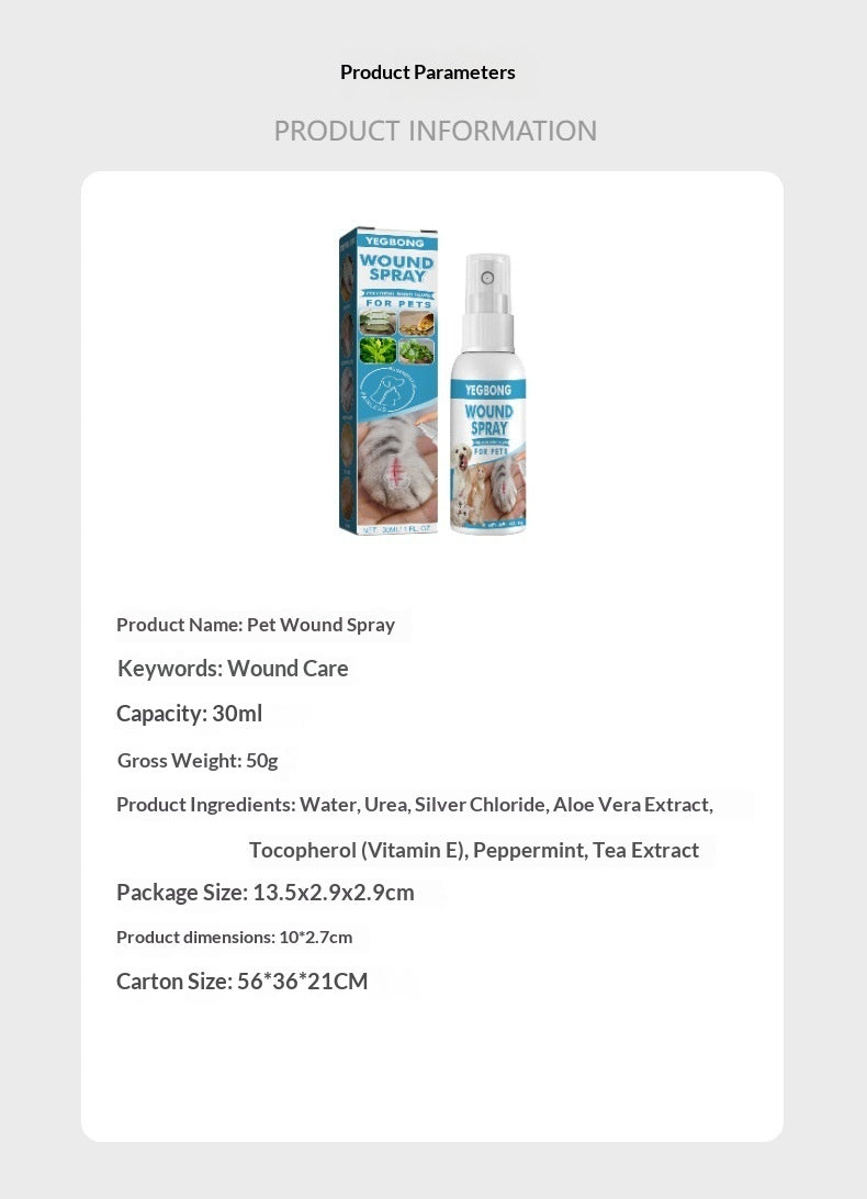 Natural Pet Wound Spray For Cats Dogs Skin Care Cuts Anti Itch Allergies Inflammation Relief