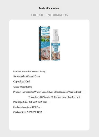 Natural Pet Wound Spray For Cats Dogs Skin Care Cuts Anti Itch Allergies Inflammation Relief