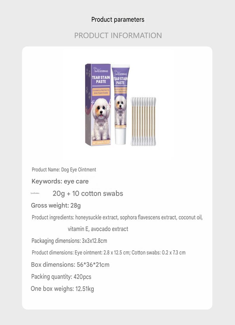 Yegbong Dog Eye Balm - Gentle Cleansing And Moisturizing For Dogs' Eyes, Removing Eye Waste And Tear Stains.