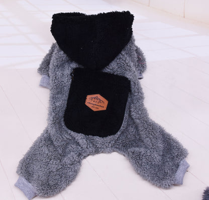 Plush Cotton Thickened Dog Clothes Cat Feet Casual Four Legged Clothes