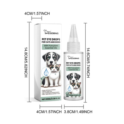 Pet Eye Drops For Dogs & Cats, Gentle Eye Cleaner With Honeysuckle Oil & Blueberry Extract, Soothes Irritation, Tear Stain Remover For Pet Daily Eye Care