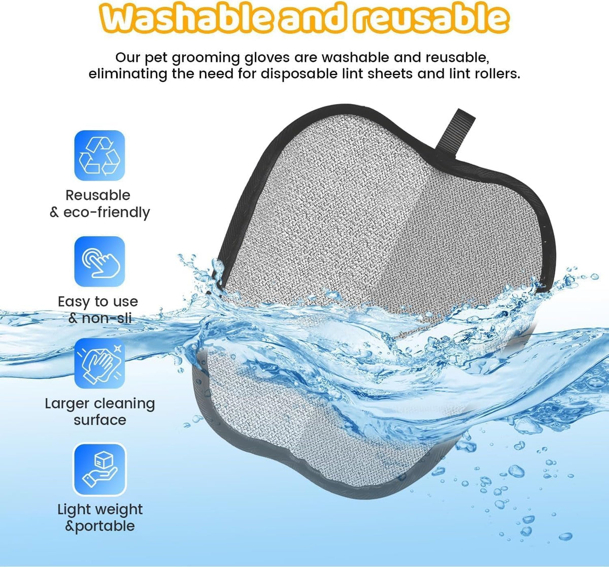 Pet Hair Removal Glove For Dogs & Cats, Upgraded Reusable Electrostatic Pet Hair Remover Glove, Magic Brush Mitt Tool For Couch, Furniture, Bed, Clothing, Carpet, Car Seat