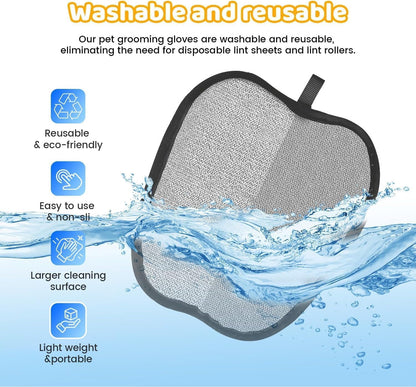 Pet Hair Removal Glove For Dogs & Cats, Upgraded Reusable Electrostatic Pet Hair Remover Glove, Magic Brush Mitt Tool For Couch, Furniture, Bed, Clothing, Carpet, Car Seat