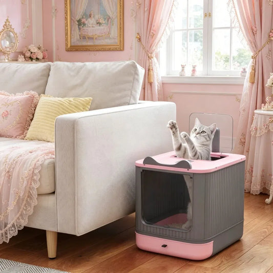 Cat Litter Box with Adjustable Front 17.5 Inches X 13.6 Inches X 15.9 Inches