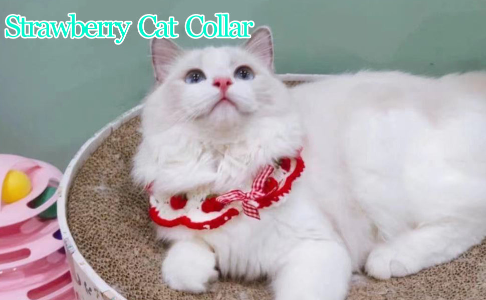 Adorable Strawberry Pattern Cat Collar With Breakaway Buckle And Cute Bow Tie For Kitten And Some Puppies