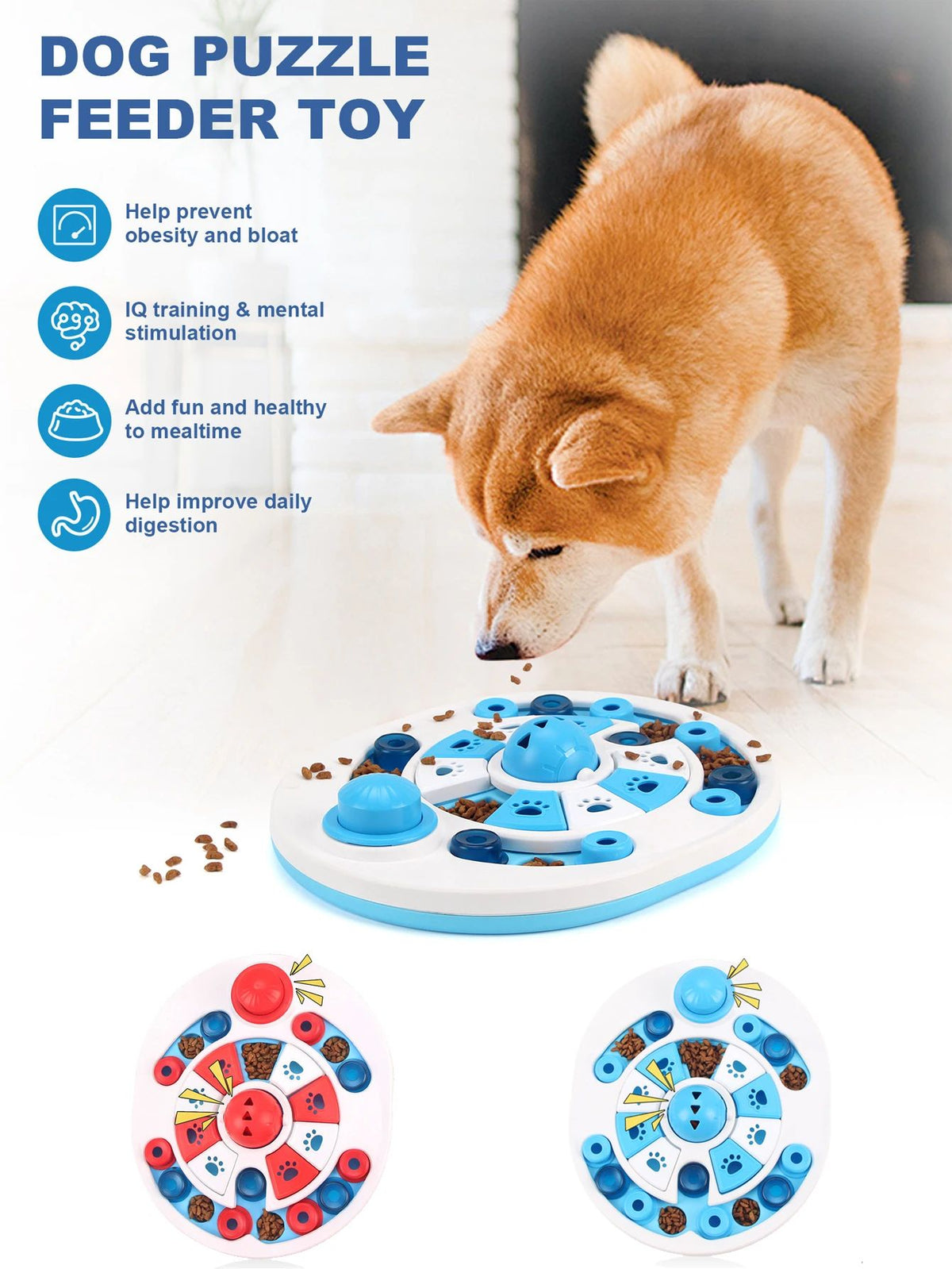 Dog Puzzle Toy With Spherical Bells 24 Hidden Food Locations Jigsaw Dog Food Feeding Sound Toys Food Dispenser For Dog Training
