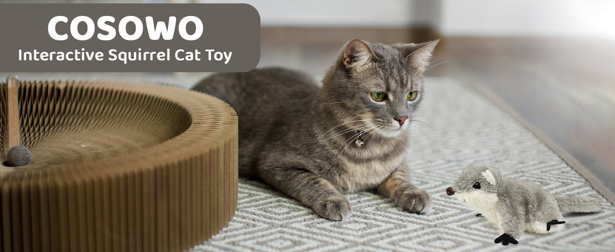 Cat Toys Flapping Squirrel, Lifelike Squirrel Sound And Rechargeable Touch Activated Kitten Toy Catnip Kicker Interactive Exercise Toys For All Cats