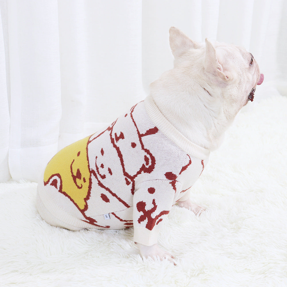Autumn and Winter New Style Pug Bulldog Sweater - Pet Clothing