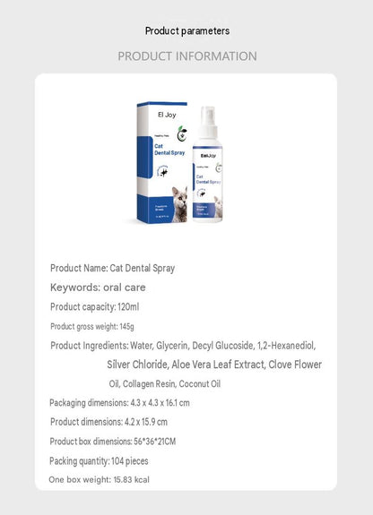 Eeljoy Cat Dental Spray Gentle Cleaning Spray For Cats, Freshens Breath And Cleans Teeth