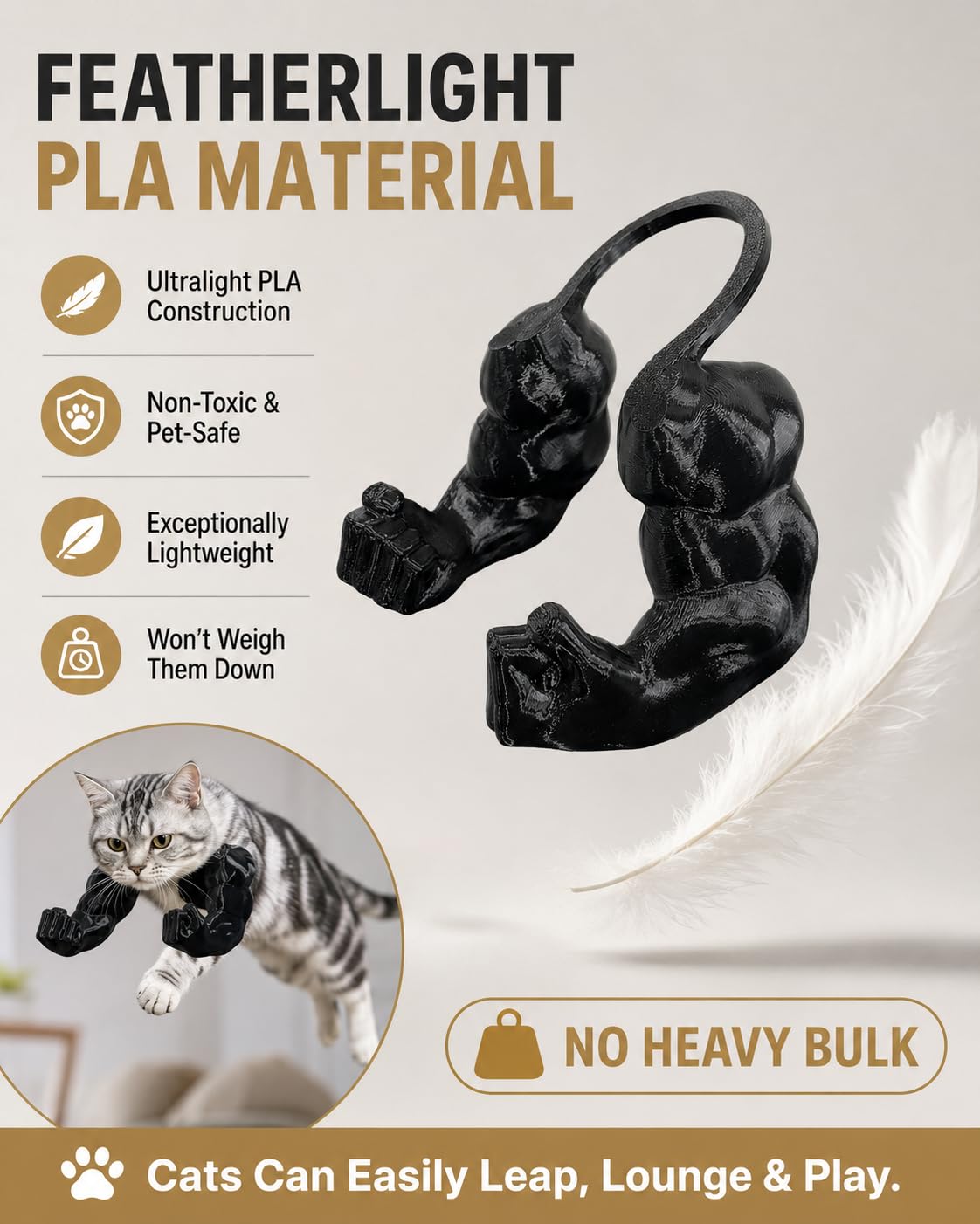 Cat Muscle Arms Hilarious 3D Printed Costume  Comfy Pet Shoulder Attachment For Feline Cosplay. Lightweight PLA Toy