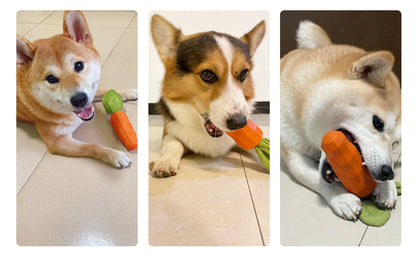 Dog Squeaky Chew Toys For Aggressive Chewers Rubber Carrot Dog Toys For Training And Cleaning Interactive Tough Dog Toy For Medium Dogs