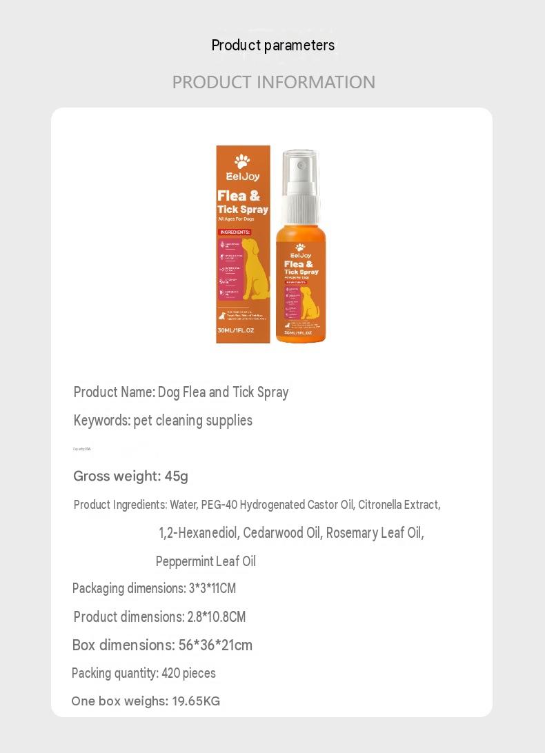 Eeljoy Dog Flea And Tick Spray Gentle Cleansing And Refreshing For Pet Fur Daily Insect Repellent And Cleaning