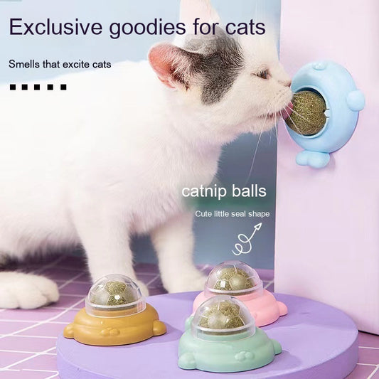 Cat Mint Ball Toy Sticks to the Wall for Self Help