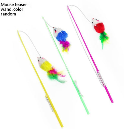 Cat Toy Teaser Wand Plush Mouse Fishing Rod Self-amusing Elastic Rope
