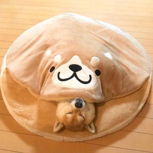 Japanese Net Red Creative Copper Firewood Dog Pet Nest Cartoon Short Plush Round Cat Dog Mat