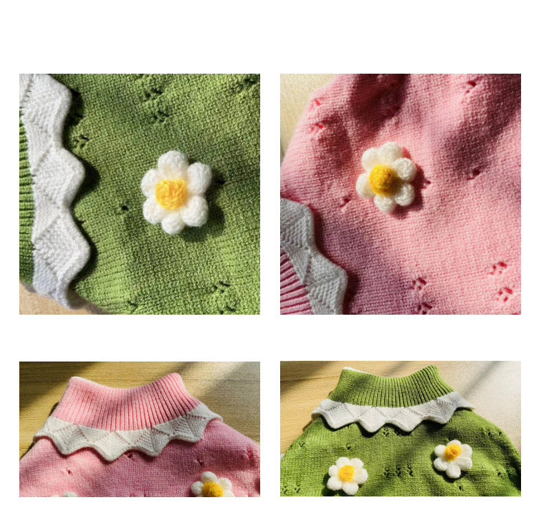 Autumn And Winter Warm And Comfortable Dog Sweater Clothes Pet Cat Clothing Flower Blossom Sweater Collection