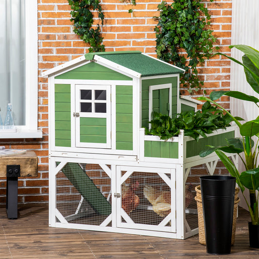 49" Small Chicken Coop Hen House with Garden Space, Chicken House Outdoor Run Cage with Weather Protection, 2-4 Birds, Green