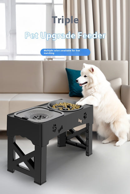 Pet Stainless Steel Feeder Double Bowl Integrated Lifting Dog Bowl