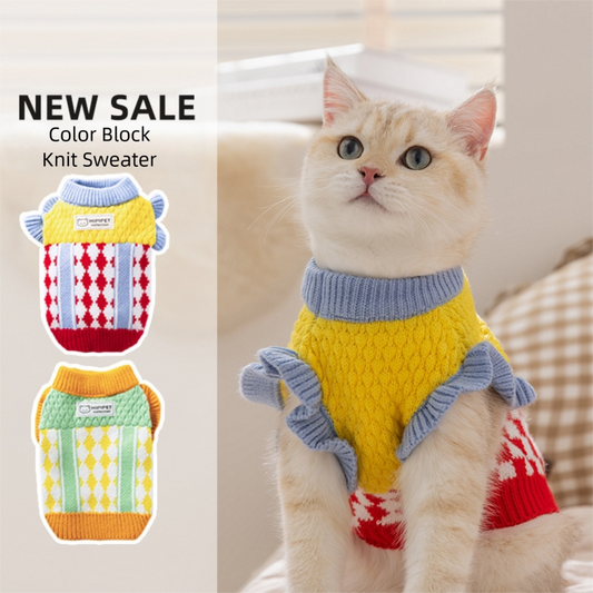 The 25-Year New Style of Pineapple Knitted Color-Blocking Sweater Has Been Transformed Into Warm Pet Clothing for...