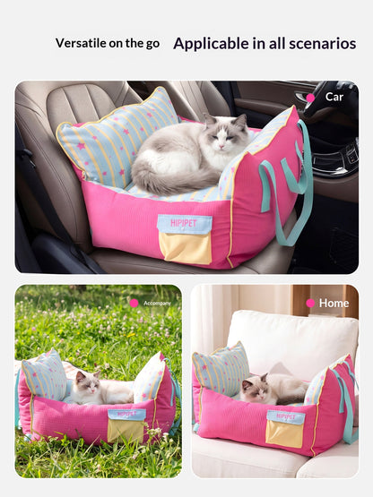 Pet Car Carrier Outdoor Kennel And Safety Seatportable And Detachable