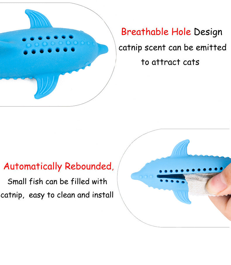 Fish-shaped Catnip Silicone Fish Molar Stick